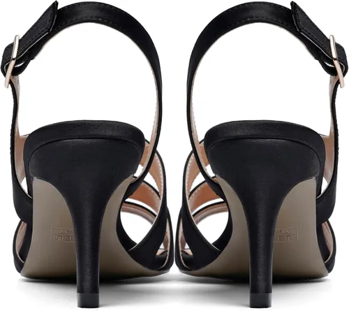 Vista 6 de YODEKS Sandalias de tacón para mujer Slingback Strappy Tacones bajos de gatito Tacones de punta abierta