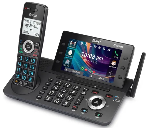 Vista 11 de AT&T DECT 6.0 Teléfono inalámbrico para el hogar y la empresa con contestador, pantalla a color grande de 5", atajo de un solo toque, conferencia