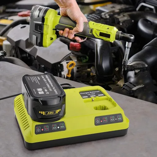Vista 6 de Powilling Paquete de 2 baterías de repuesto de 8.0Ah 18V para batería de litio Ryobi 18V P102 P103 P105 P107 P108 P109 con cargador de batería P117