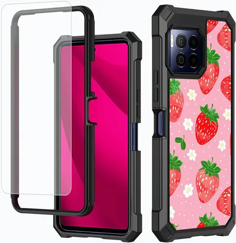 Vista 57 de Funda para T-Mobile Revvl 7 de 6.6 pulgadas con protector de pantalla, policarbonato duro de doble capa resistente y TPU suave a prueba de golpes