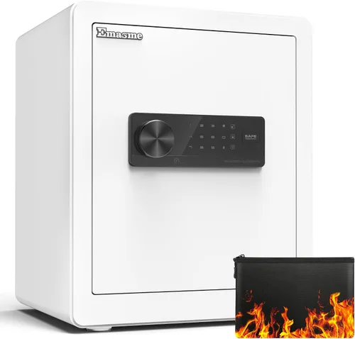 Vista 8 de Caja de seguridad pequeña, caja de seguridad para el hogar para dinero, efectivo y documentos con bolsa ignífuga e impermeable, pequeñas cajas