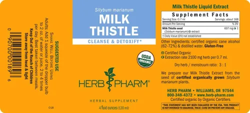 Vista 10 de Herb Pharm Extracto líquido de cardo mariano: Extracto orgánico de Silybum marianum Soporte de función hepática saludable, limpieza