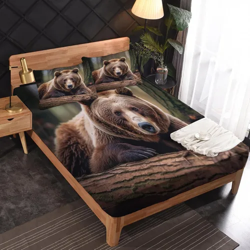 Vista 2 de Bear Sheets - Juego de sábanas de tamaño individual, sábanas de microfibra suave con bolsillo profundo y patrón sin arrugas, 3 piezas