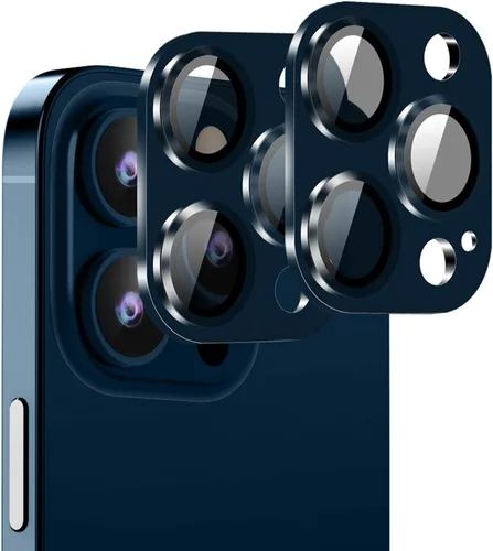 Vista 10 de [Negro] [Paquete de 2] Protector de lente de cámara para iPhone 15 Pro/15 Pro Max, cubierta de cámara de vidrio templado Ultra HD 9H, compatible