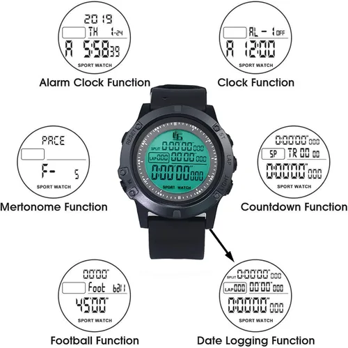 Vista 2 de Reloj de árbitro deportivo de fútbol, entrenador de fútbol, temporizador de árbitro con hebilla de acero inoxidable y silbato de árbitro con agarre