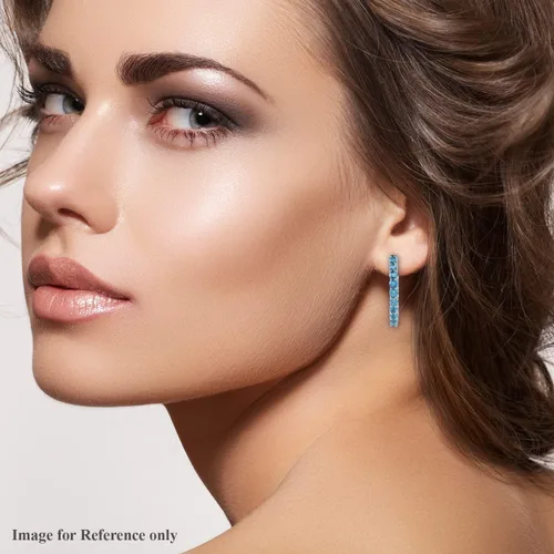 Vista 5 de Femme Luxe Pendientes de aro con piedras preciosas Inside-Out en plata, meses de piedra natal