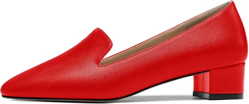 Vista 2 de WAYDERNS Zapatos de tacón grueso para mujer, con puntera cuadrada, mate, sólidos, de 1.5 pulgadas