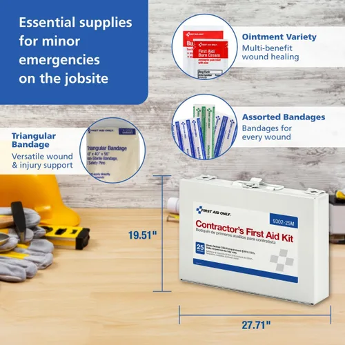 Vista 4 de First Aid Only 9302-25M Kit de primeros auxilios para contratistas para 25 personas para renovación del hogar, lugares de trabajo y vehículos