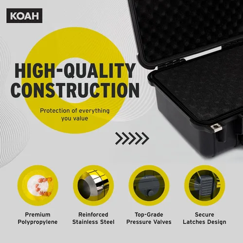 Vista 2 de Koah Funda rígida de plástico resistente a la intemperie con espuma personalizable (13 x 11 x 6 pulgadas), a prueba de agua y golpes, para cámaras