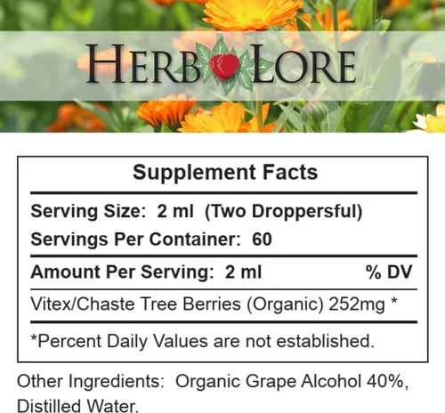 Vista 6 de Herb Lore Organic Vitex Tincture - Suplemento líquido de casteberry para mujeres, extracto de bayas de árbol casto, base de alcohol