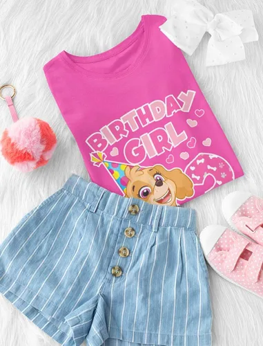 Vista 5 de Camiseta de cumpleaños para niña de Paw Patrol Skye de tercer cumpleaños para niños pequeños