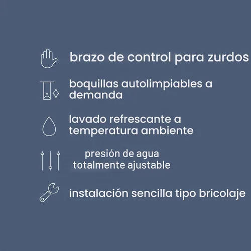 Vista 3 de Brondell - Accesorio de bidé de mano izquierda SouthSpa Bidet con boquillas duales - panel de control en el lado izquierdo - Boquillas duales
