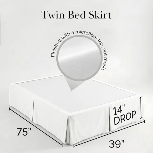 Vista 2 de Southshore Fine Linens VILANO Springs faldón para cama plisada, 15 pulgadas, Microfibra, Blanco brillante, gemelo