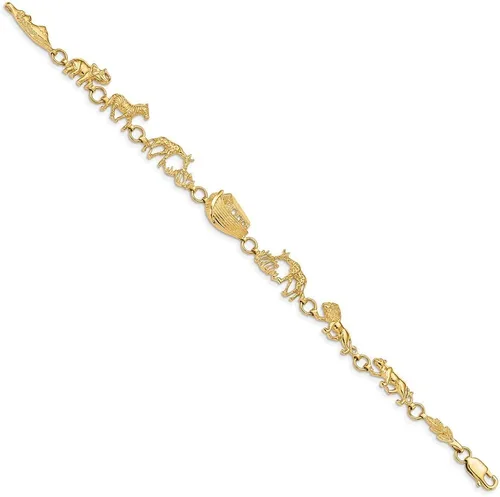 Vista 2 de Pulsera de 14 quilates pulida y texturizada de Arca de Noé de 70in estilo FB1504-7