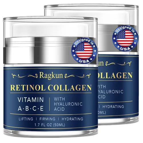 Vista 10 de Ragkun Crema de retinol para la cara, cremas de colágeno para el cuello para tensar y reafirmar, hidratante facial antienvejecimiento de día y noche