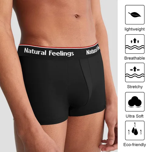 Vista 5 de Natural Feelings Calzoncillos tipo bóxer para hombre, paquete de ropa interior suave de algodón abierto