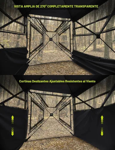 Vista 2 de TIDEWE Hunting Blind 270°Full See Through with Windproof Curtain, Silent Magnetic Door & Sliding Windows, Pop Up Ground Blind with Carrying Bag