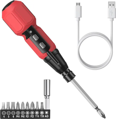 Vista 10 de AMIR Destornillador eléctrico inalámbrico, juegos de destornilladores eléctricos recargables, kit de herramientas de reparación automática portátil
