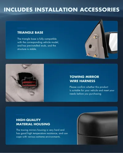 Vista 7 de ECCPP L+R Power - Espejos de remolque con calefacción, luces de señal de charco para Ford F150 2007-2014