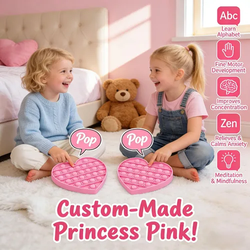 Vista 3 de Juguetes sensoriales antiestrés para niñas y niños pequeños, con forma de corazón rosa, alfabeto en relieve, juguete sensorial calmante