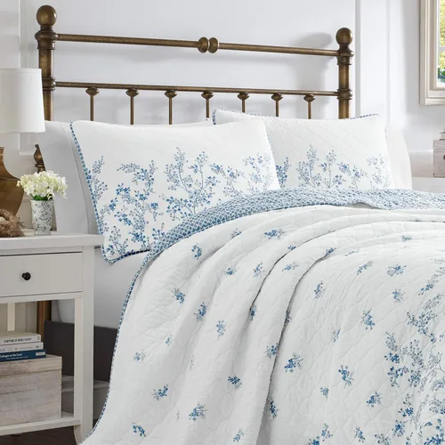 Vista 9 de Laura Ashley Home - Juego de edredón individual, ropa de cama de algodón reversible con funda a juego, decoración del hogar prelavada para mayor