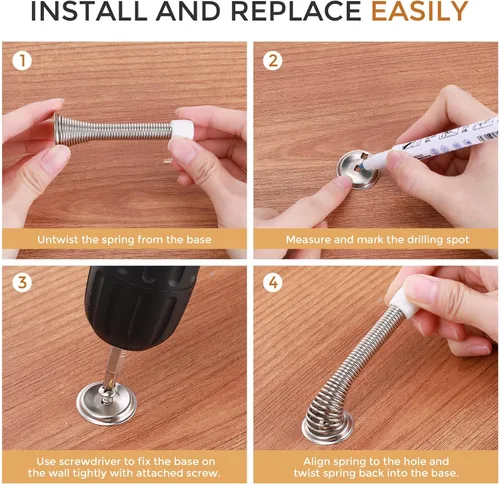 Vista 7 de Sadnyy 60 topes de puerta de resorte con puntas de goma a prueba de óxido, 3 pulgadas, flexible y resistente, tope de puerta de pared de resorte