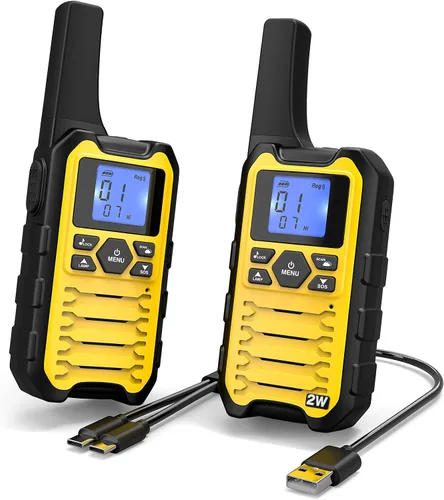 Vista 11 de Wishouse Walkie Talkies K15 de largo alcance para adultos, radios recargables bidireccionales, paquete de 2 unidades, 2 W FRS, 22 canales, USB-C