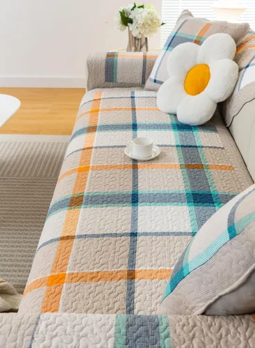 Vista 68 de vctops - Funda de sofá de Navidad a cuadros Buffalo Check de algodón, fundas de sofá seccional acolchadas de patchwork, funda de sofá antideslizante