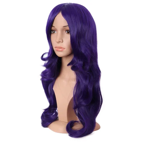Vista 3 de MapofBeauty Peluca de 24 Pulgadas Encantadora de Fibra Sintética Ondulada de Flecos Laterales Para Mujer para Fiesta, Anime, Cosplay