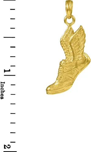 Vista 3 de Collar con colgante de zapato de correr de oro pulido de 14 quilates
