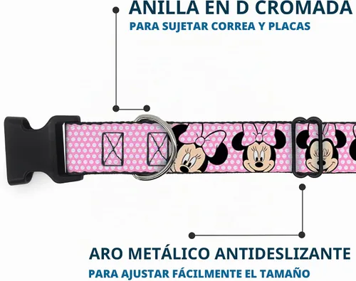 Vista 4 de Buckle-Down Collar de clip de plástico, Minnie Mouse Expressions Polka Dot