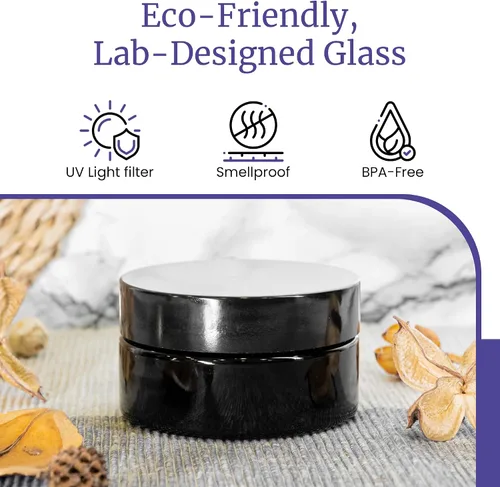 Vista 7 de Infinity Jars Tarro con tapa de rosca de 3.4 fl oz (3.3 fl oz), color negro, ultravioleta, recargable, estilo cosmético, botella de viaje, tarro