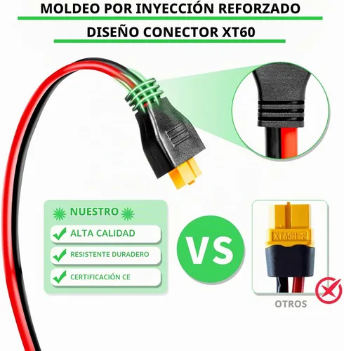 Vista 3 de Ansoufien Cable Conector de Panel Solar a Conector XT60 de 1 pie, Cable de Extensión de Carga Solar de 10 AWG Solar a XT60 XT60 (Enchufe Hembra)