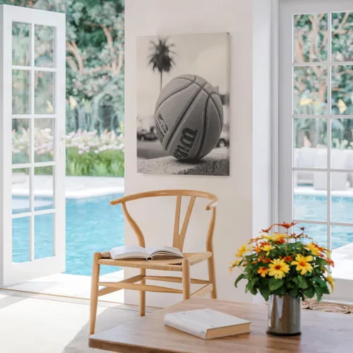 Vista 5 de Poster Master Lienzo de baloncesto - Impresión de pelota en una repisa - Arte deportivo - Fotografía en blanco y negro - Arte de atleta - Decoración
