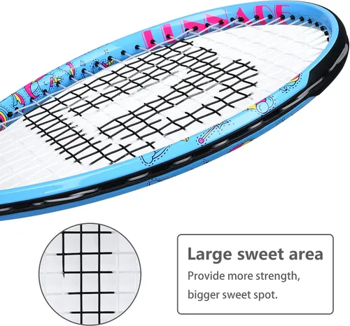 Vista 4 de Raqueta de tenis para niños y jóvenes, raqueta de tenis juvenil de 19/21/23/25 pulgadas con cubierta, adecuada para principiantes niños y niñas de 3