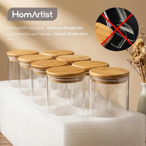 Vista 7 de HomArtist Juego de 4 recipientes grandes de vidrio para harina y azúcar, 180oz x2 & 93oz x2, recipientes de vidrio para almacenamiento de alimentos
