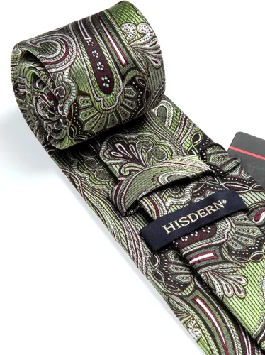 Vista 208 de HISDERN Corbatas para hombre, corbata de cachemira y bolsillo cuadrado tejido clásico floral para hombre, corbata de fiesta de boda