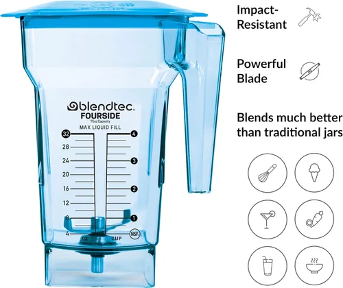 Vista 5 de Blendtec Tarro comercial FourSide de 75 onzas, tarro de repuesto de cuatro lados, compatible con la mayoría de las licuadoras Blendtec - Capacidad