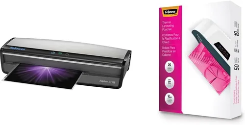 Vista 8 de Fellowes Jupiter 2 125 Laminador con 10 bolsas, 12.5 pulgadas (5734101), hojas de limpieza de laminador negro y gris y Fellowes 10, paquete de 10