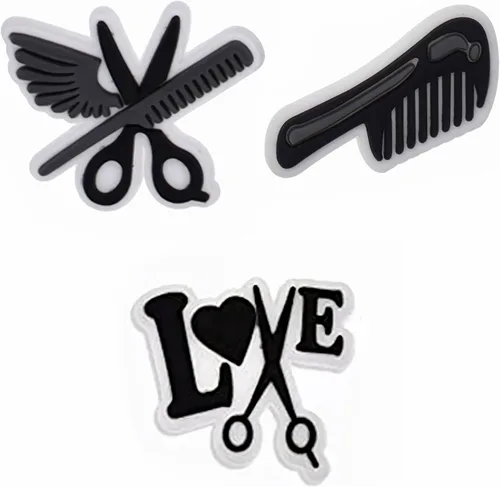 Vista 5 de Dijes para zapatos de peluquería, bonitos dijes de decoración de zapatos de peluquería de PVC para zapatos, pulseras, pulseras y regalos de fiesta