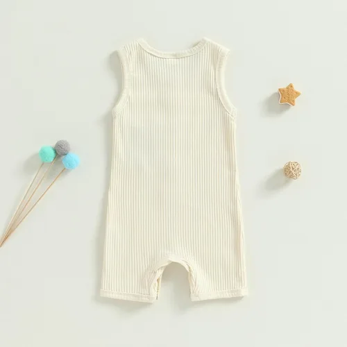 Vista 79 de Mameluco unisex de manga corta para bebé recién nacido, con botones, de una pieza, ropa de color sólido