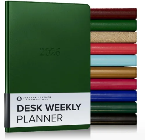Vista 92 de Gallery Leather Planificador Semanal y Mensual Grande 2025-2026, Calendario Planificador y Cuaderno Elegantemente Encuadernado con Elegantes Bordes