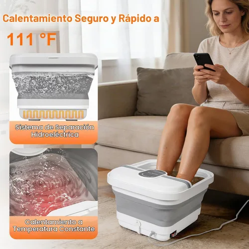 Vista 9 de Masajeador de baño plegable para pies con calor, burbujas A-blanco