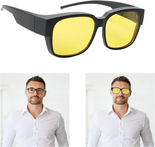 Vista 3 de OPTOFENDY over Glasses Sunglasses Night Vision Glasses over Glasses Fit over Blue Light Blocking Glasses Women Men