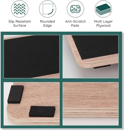 Vista 4 de Wooden Wobble Board for Adults - Anti-Slip Balance Board for Stand-Desk Core Strength Therapy