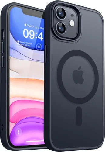 Vista 12 de CANSHN Compatible mate con iPhone 11 [Certificado de caída militar] Funda de teléfono con parte trasera translúcida, antihuellas - Negro helado