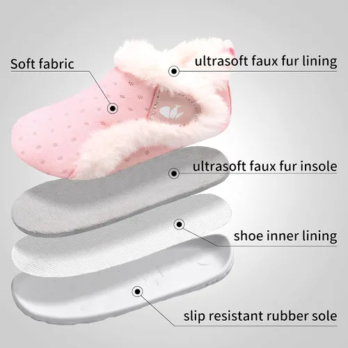 Vista 4 de FEETCITY - Zapatos para bebés, niños y niñas, pantuflas cálidas de vellón, botines para primeros pasos, calcetines cálidos para recién nacidos