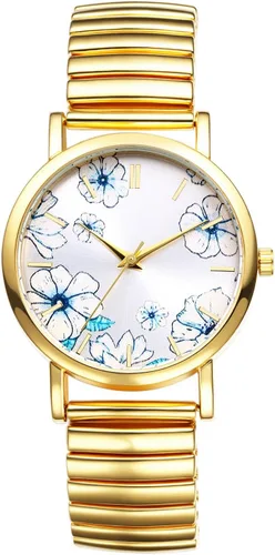 Vista 10 de Avaner Relojes de banda elástica para mujer: correa elástica para mujer, cara grande, estilo bohemio, floral, cuarzo, fácil de leer, brazalete