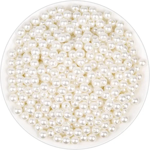 Vista 8 de Cuentas de perlas para manualidades, Anezus 2000 piezas de perlas de imitación de marfil, cuentas de perla pequeñas de 4 MM con agujeros para hacer