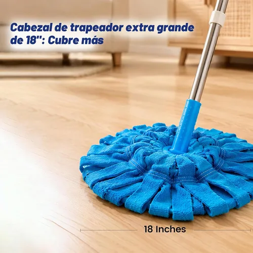 Vista 2 de EaseYourDay - Trapeador giratorio de microfibra con 2 cabezales